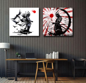 Framed 2 Panels -Japanese Samurais
