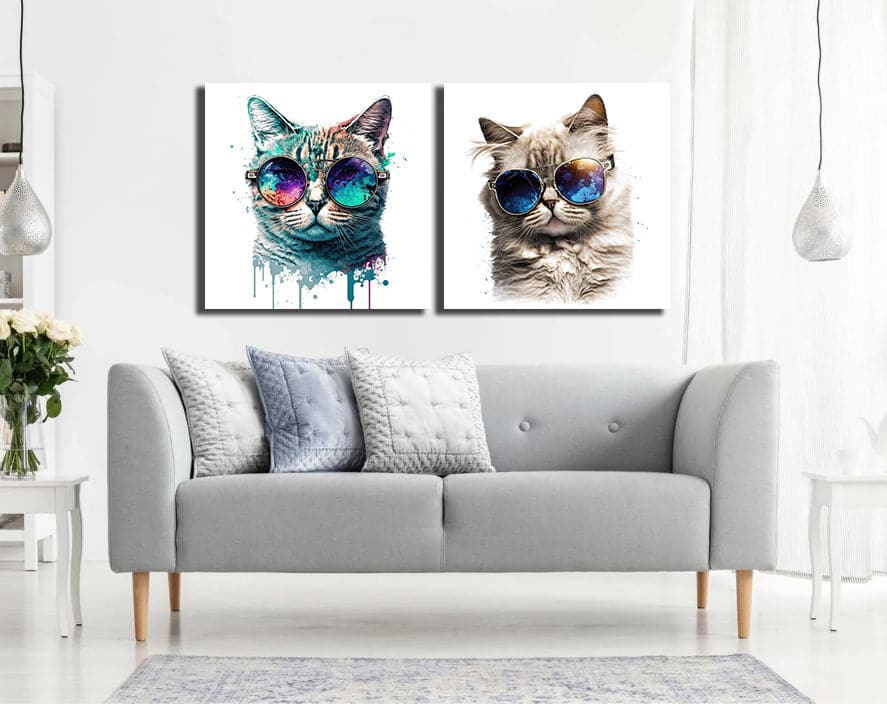 Framed 2 Panels - Cool Cats
