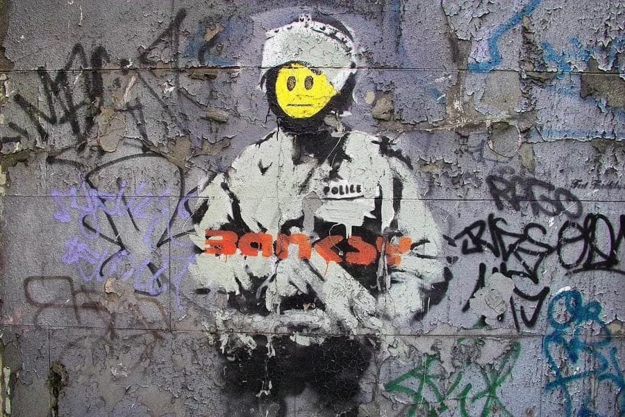 Framed 1 Panel - Banksy - Riot Police