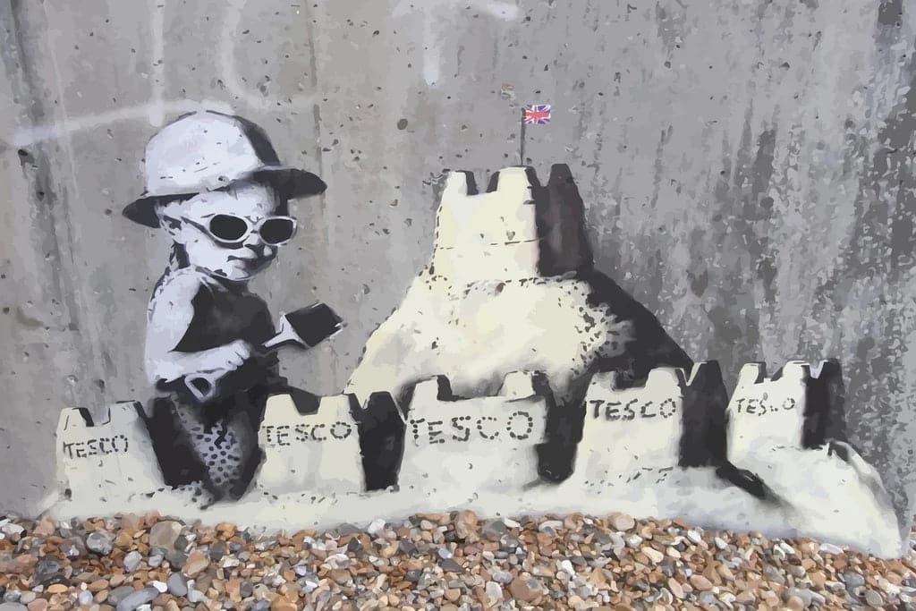 Framed 1 Panel - Banksy - Sandcastles