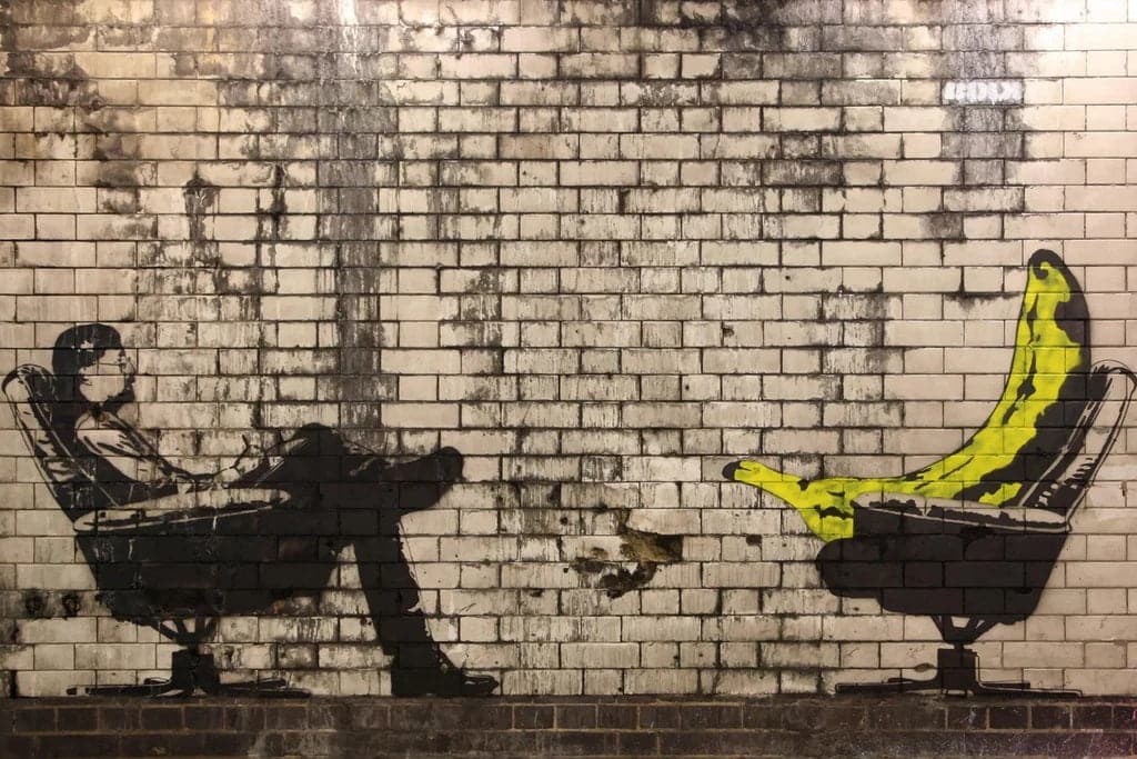 Framed 1 Panel - Banksy - Shrink Analysis Banana