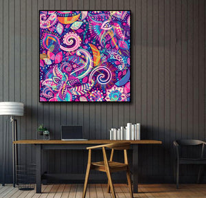 Framed 1 Panel - Seamless Paisley Floral Pattern