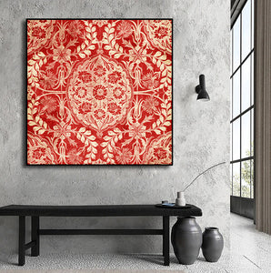1 Panel - Red Antique Floral Pattern