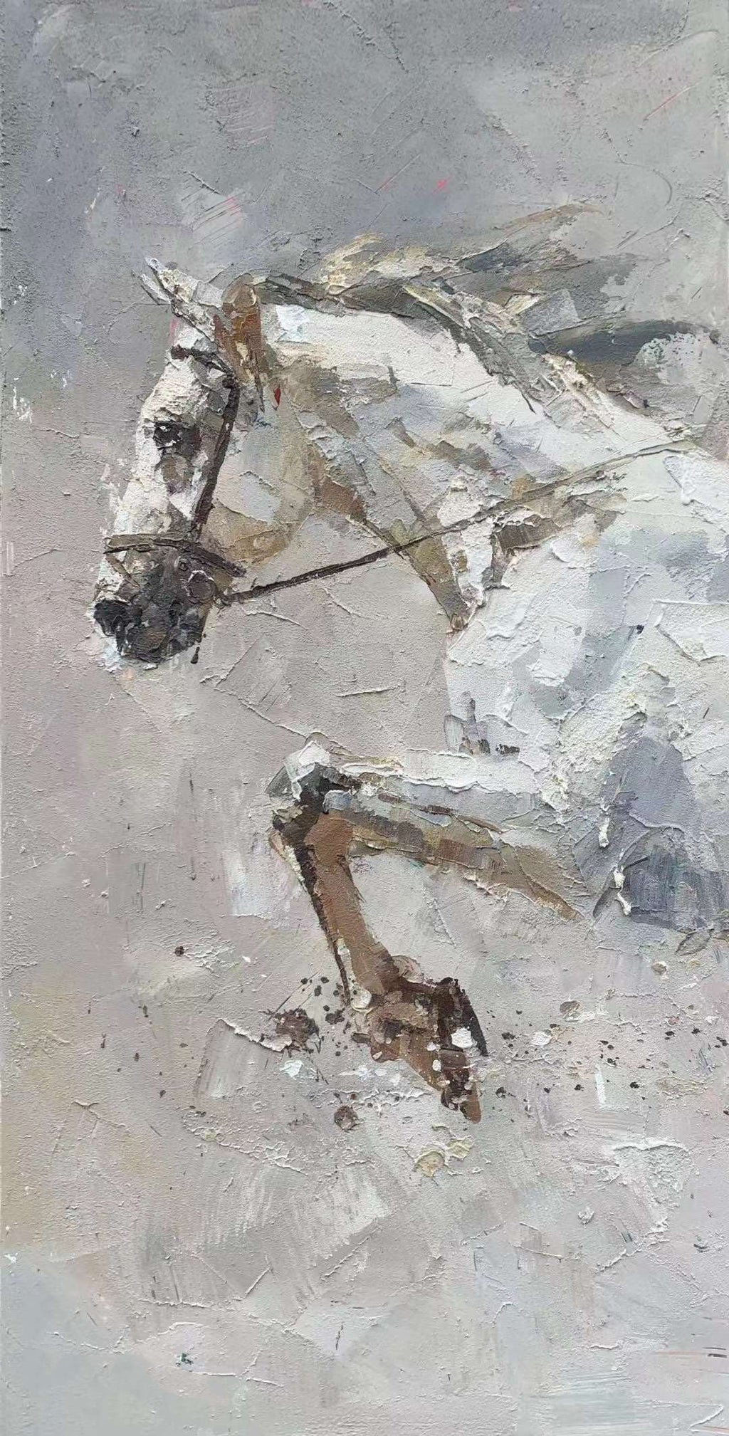 Framed 1 Panel - Acrylic Painting - White Horse