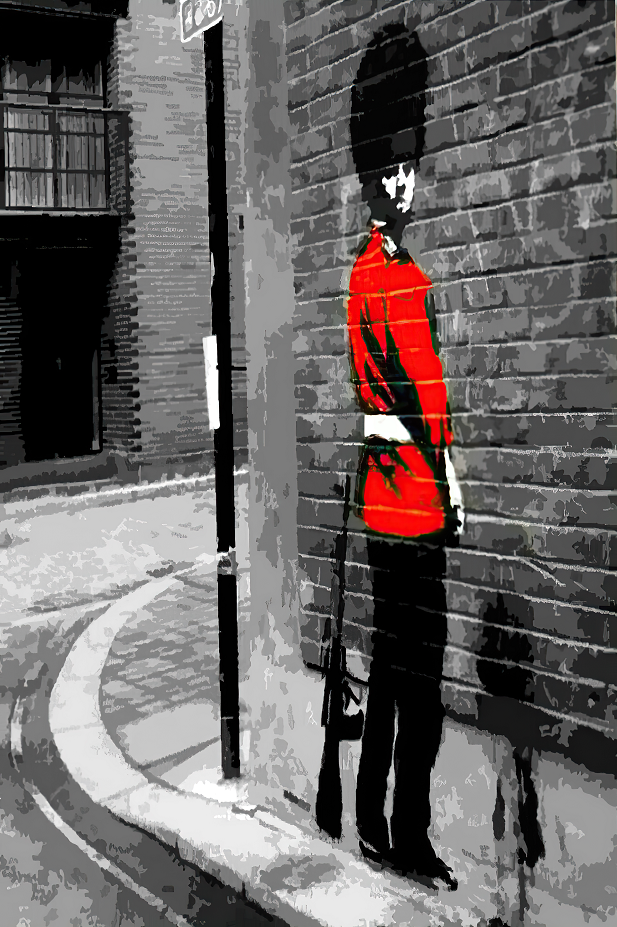 Framed 1 Panel - Banksy - Pissing Guard