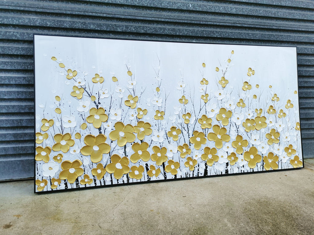 Framed 1 Panel - Oil Painting - Golden Flower