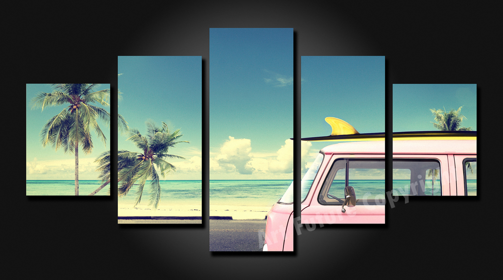 Framed 5 Panels - Let's go surfing now