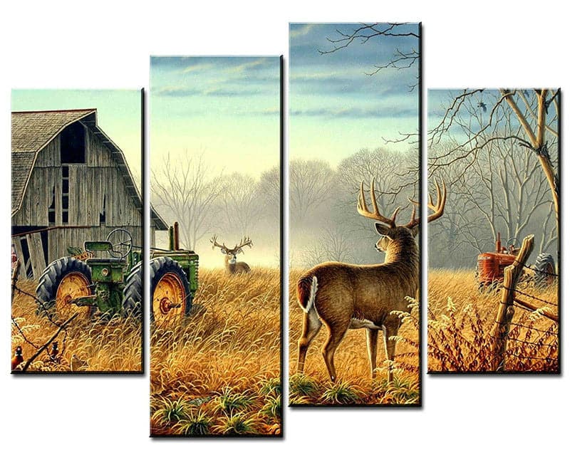 Framed 4 Panels - Deer