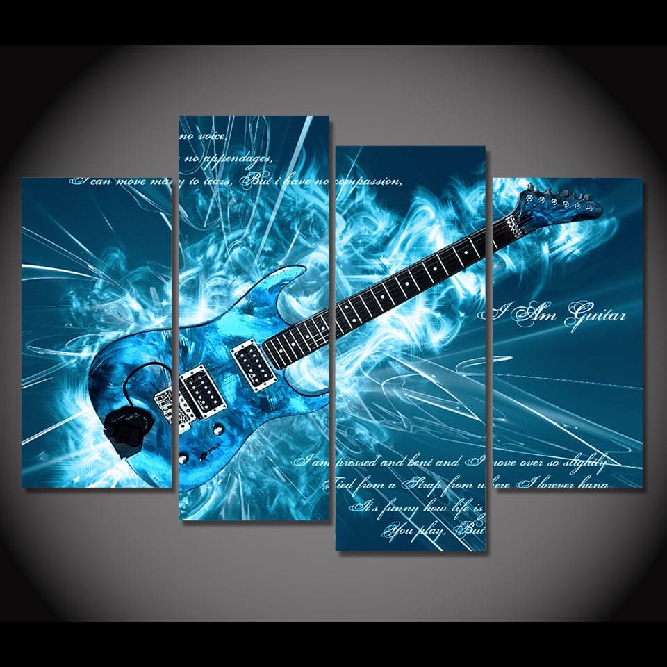 Framed 4 Panels - Guitar