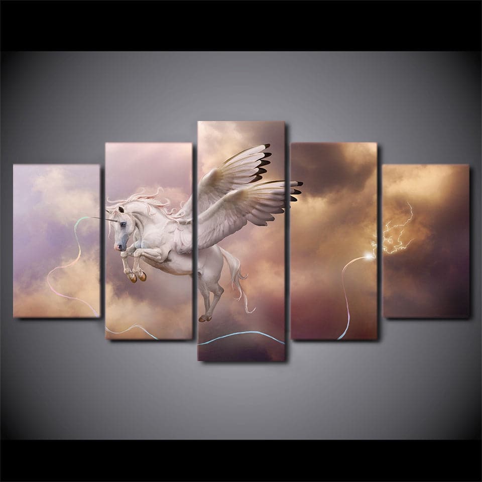 Framed 5 Panels - Unicorn