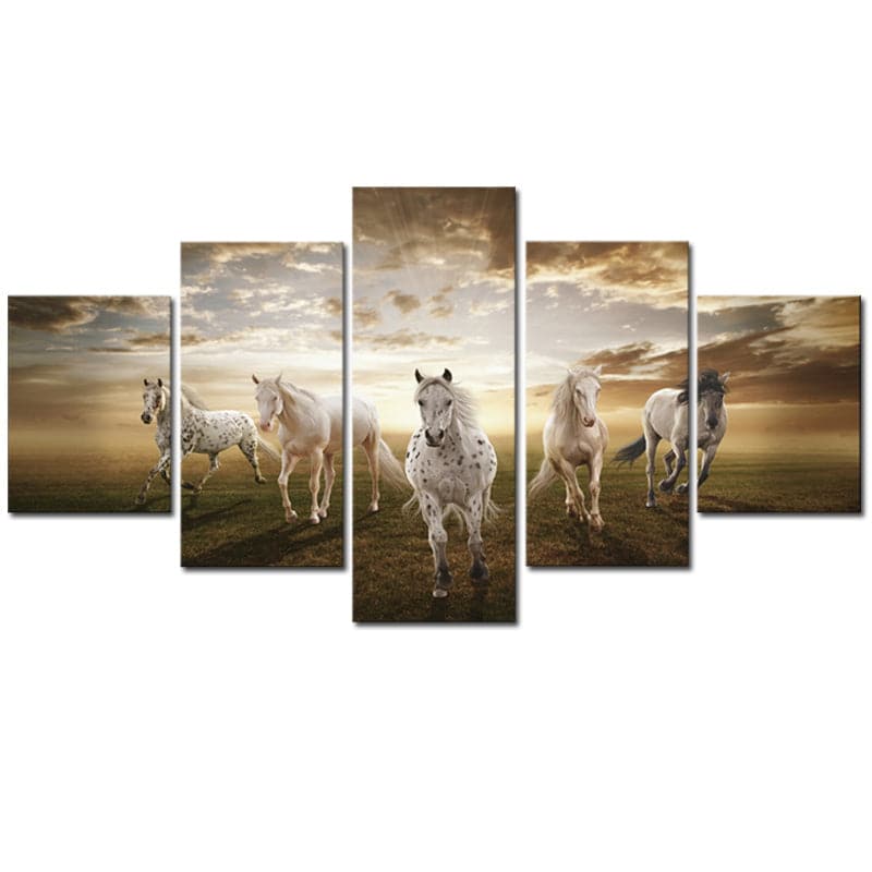 Framed 5 Panels - Horses