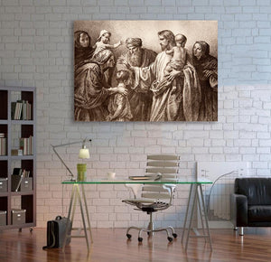 Framed 1 Panel - Jesus and children