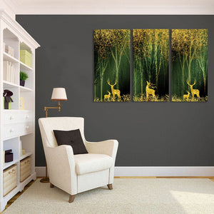Framed 3 Panels - Golden Forest (3D Style)