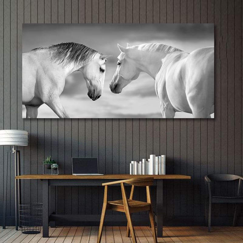 Framed 1 Panel Whites Horses Love Print & Free shipping NZ