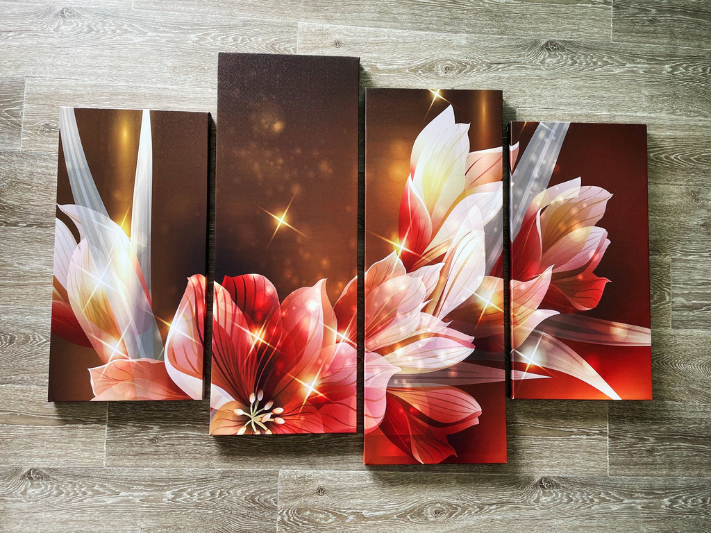 Framed 4 Panels - Finished Products - Flower