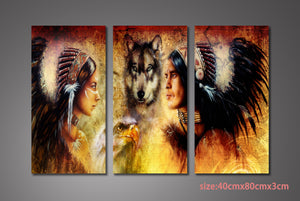 Minimalist Canvas Wall Art Print | Home Decor | Stretched 3 Panels - America Indiana