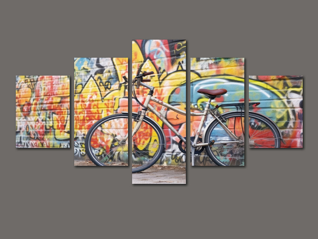 Pine Stretched  Framed 5 Panels - Graffiti