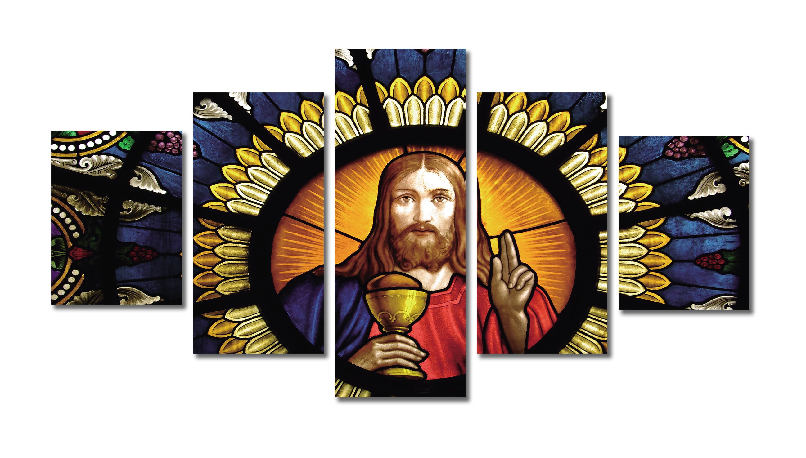 Pine Stretched  Framed 5 Panels - Jesus