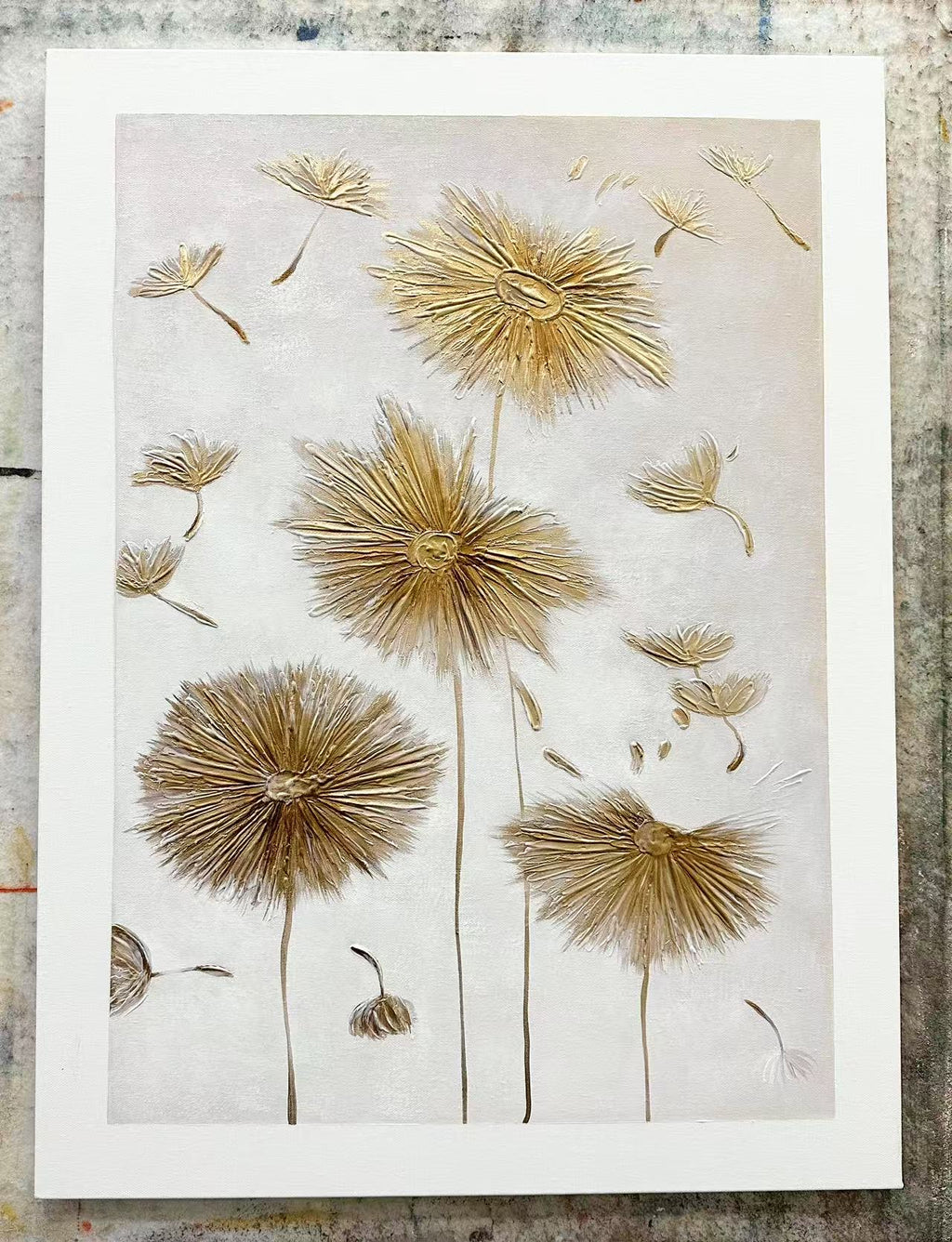 Pine Stretched  Framed 1 Panel - Acrylic Painting - Golden Dandelion