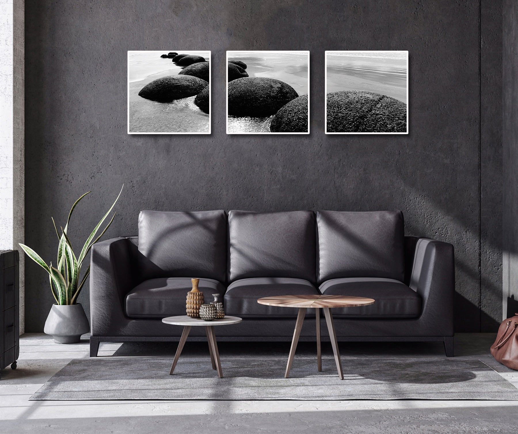 Pine Stretched  Framed 3 Panels - NZ Seascape