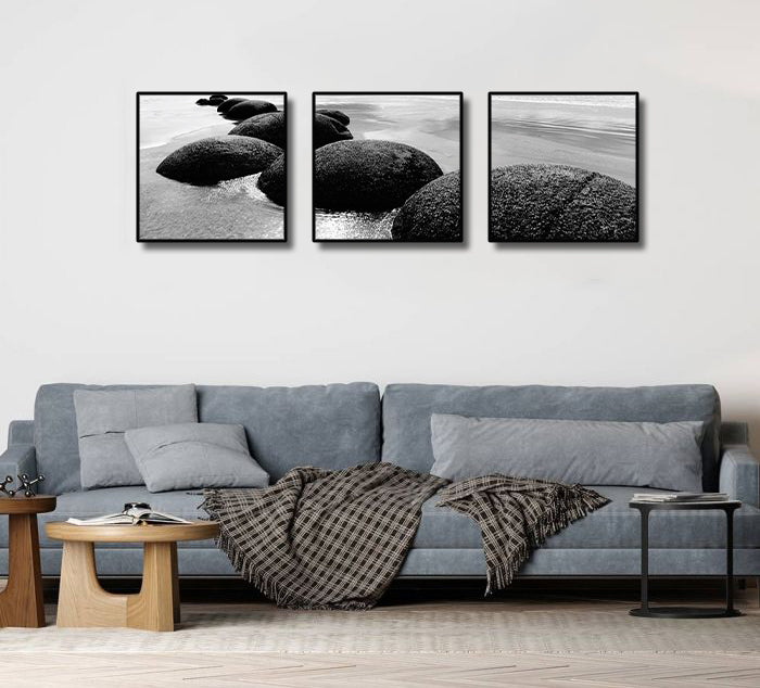 Pine Stretched  Framed 3 Panels - NZ Seascape