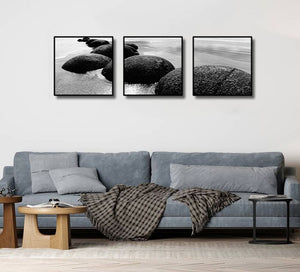 Pine Stretched  Framed 3 Panels - NZ Seascape