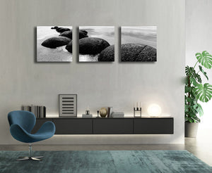 Pine Stretched  Framed 3 Panels - NZ Seascape