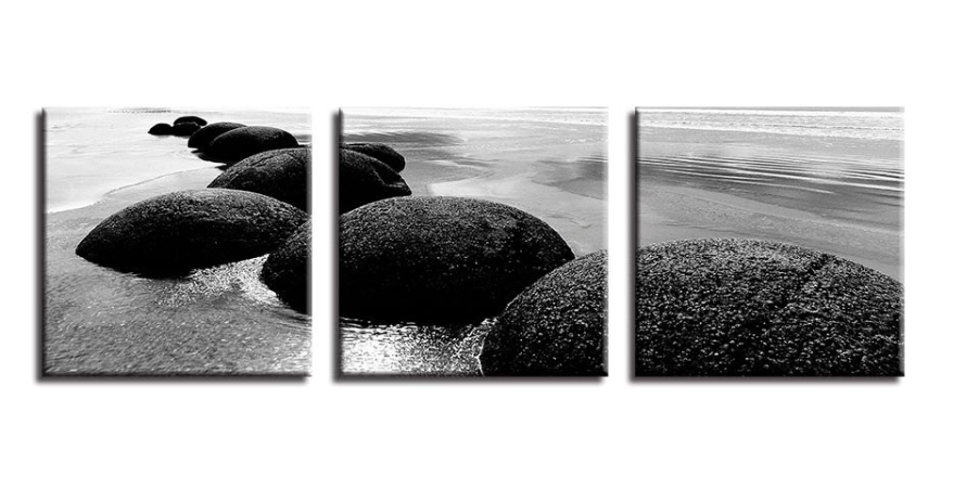 Pine Stretched  Framed 3 Panels - NZ Seascape
