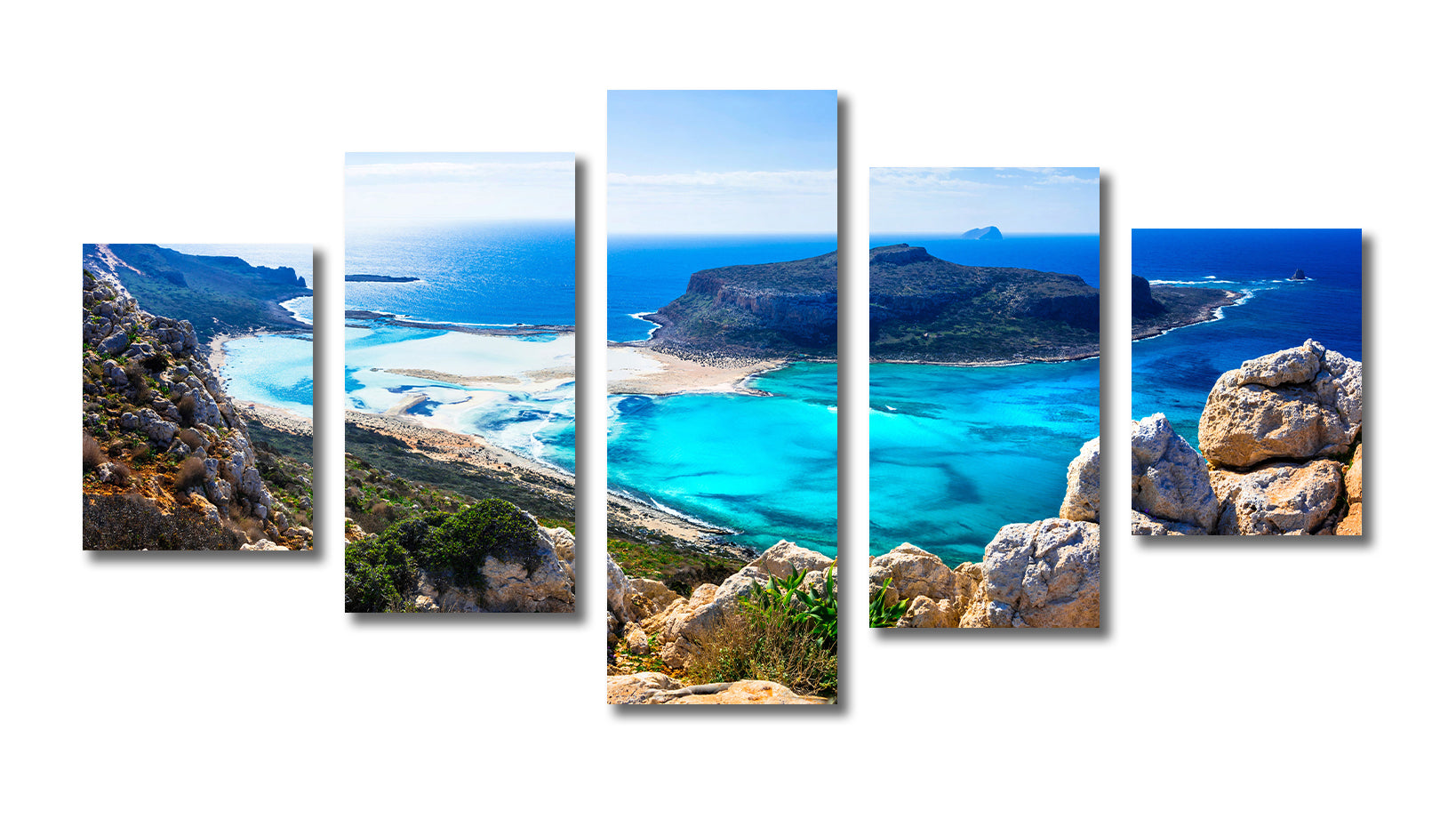 Modern Landscape Canvas Wall Art Print Poster | Home Decor | Stretched 5 Panels - Seascape