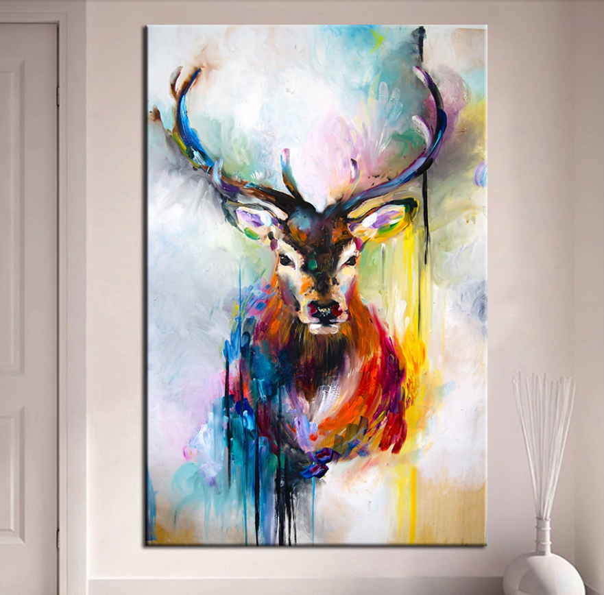 Pine Stretched  Framed 1 Panel - Deer