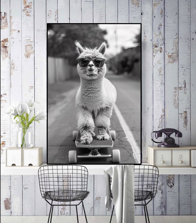 Pine Stretched  Framed 1 Panel - Skateboarding