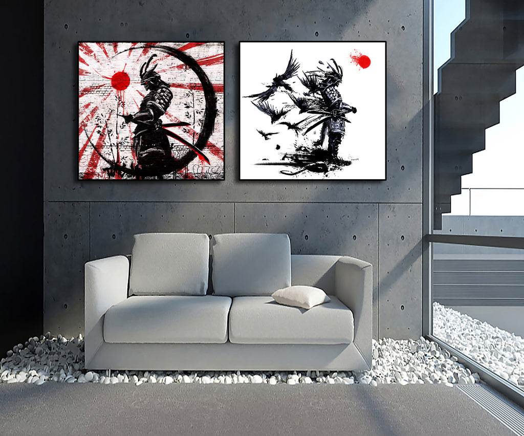 Framed 2 Panels -Japanese Samurais