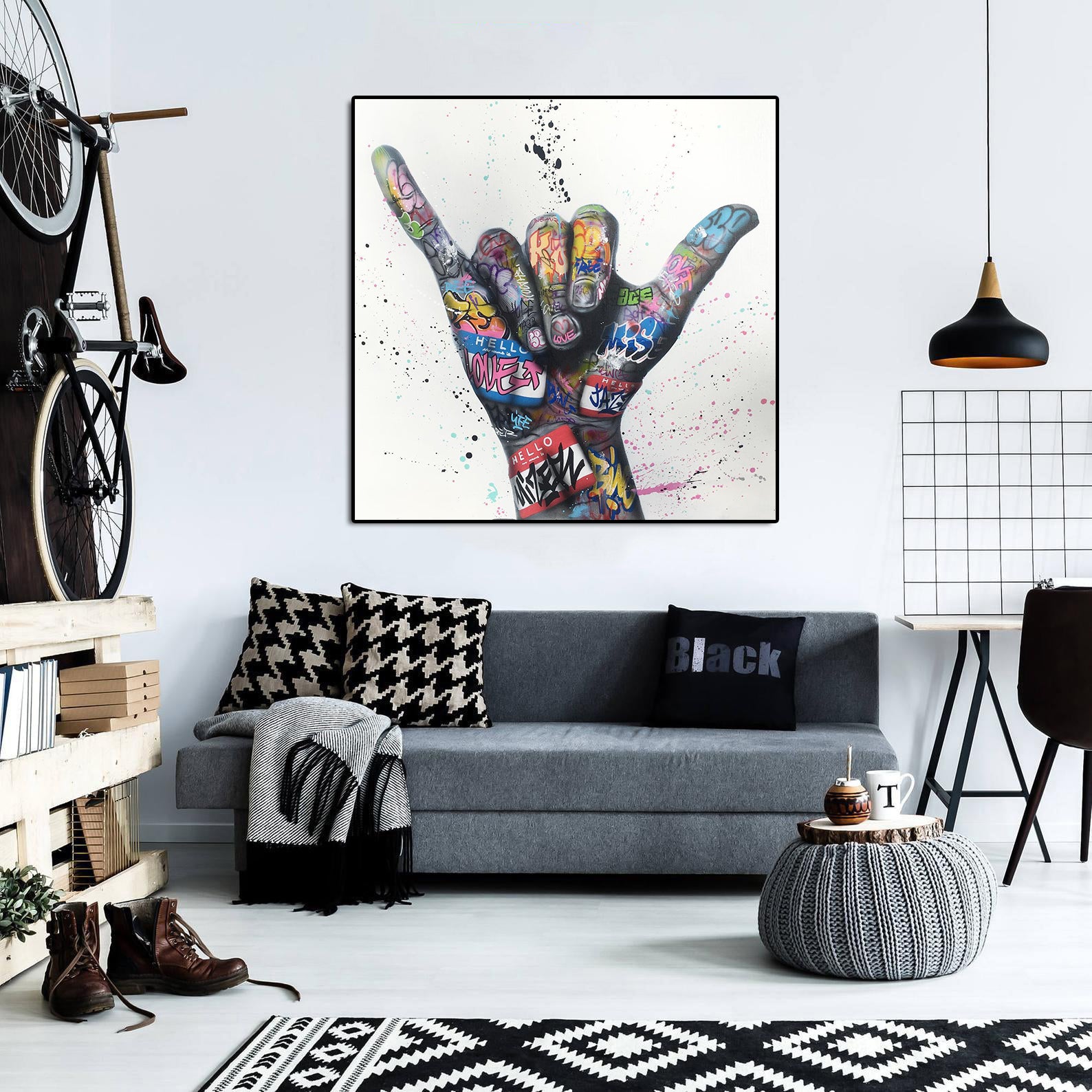 Modern Pop Art Canvas Wall Art Print Poster | Home Decor | Stretched 1 Panel - Shaka
