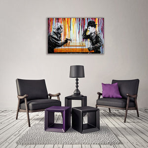 Framed 1 Panel - Pop Art - Einstein & Chaplin