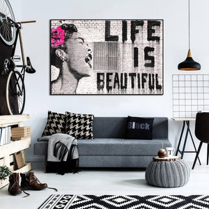 Framed 1 Panel - Banksy - Life is beautiful