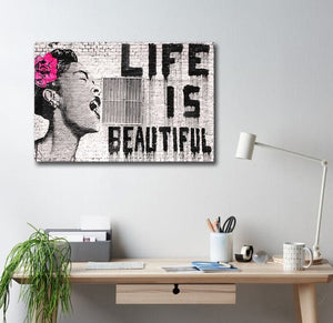 Framed 1 Panel - Banksy - Life is beautiful