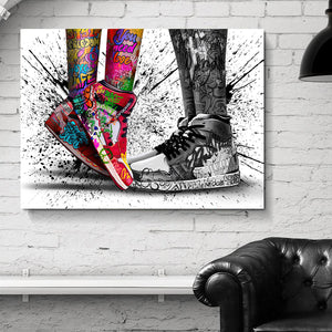 Modern Pop Art Canvas Wall Art Print Poster | Home Decor | Stretched 1 Panel - Graffiti Shoe