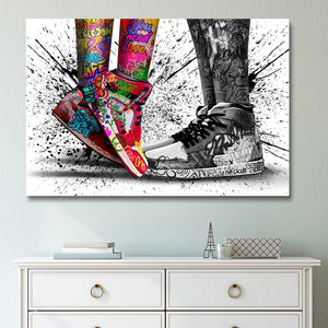 Modern Pop Art Canvas Wall Art Print Poster | Home Decor | Stretched 1 Panel - Graffiti Shoe