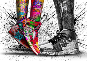 Modern Pop Art Canvas Wall Art Print Poster | Home Decor | Stretched 1 Panel - Graffiti Shoe