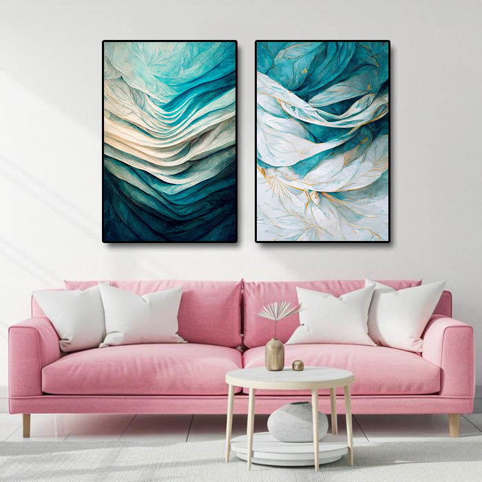 Modern Abstract Canvas Wall Art Print Poster | Home Decor | Stretched 2 Panels