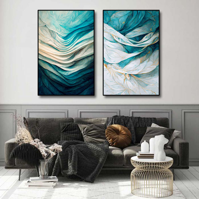 Modern Abstract Canvas Wall Art Print Poster | Home Decor | Stretched 2 Panels