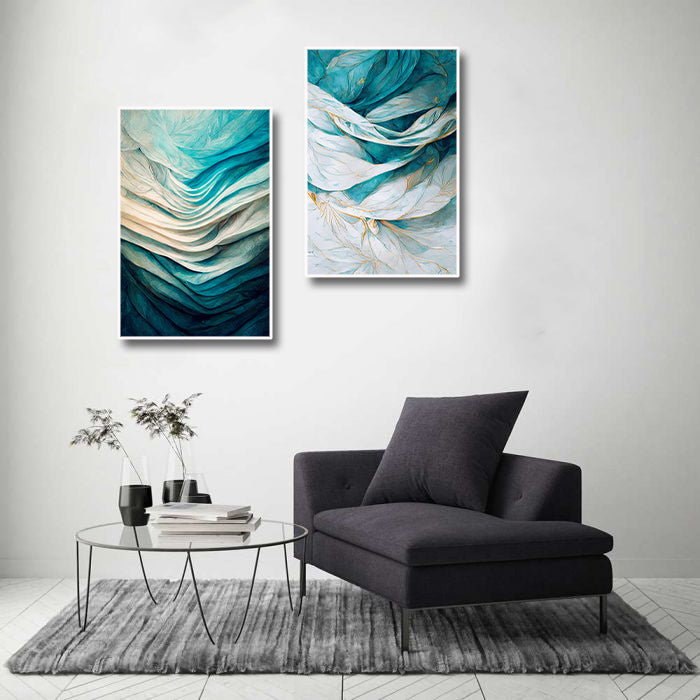 Modern Abstract Canvas Wall Art Print Poster | Home Decor | Stretched 2 Panels