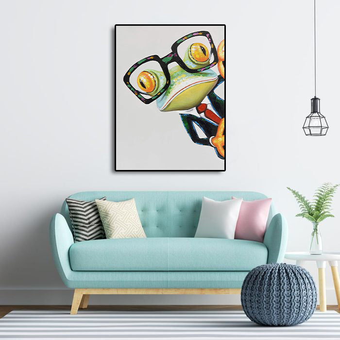 Modern Animal Canvas Wall Art Print Poster | Home Decor | Stretched 1 Panel - Arrogant Frog