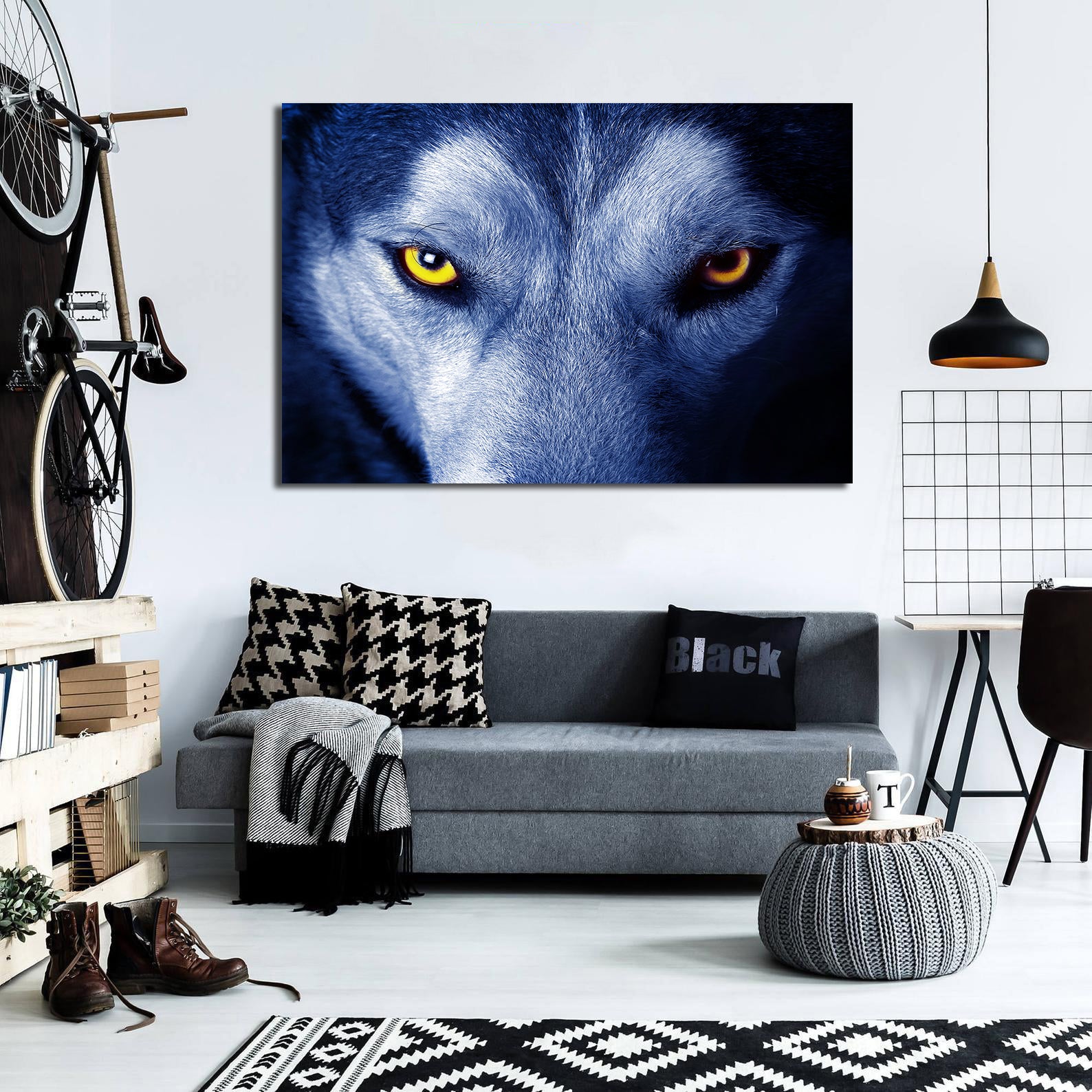 Pine Stretched  Framed 1 Panel - Wolf