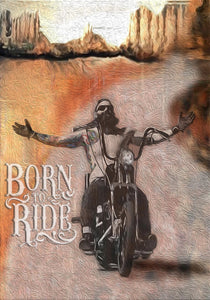 Pine Stretched  Framed 1 Panel - Born to Ride