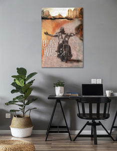 Pine Stretched  Framed 1 Panel - Born to Ride