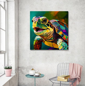 Pine Stretched  Framed 1 Panel - Turtle