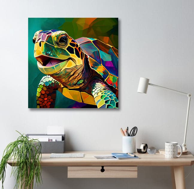 Pine Stretched  Framed 1 Panel - Turtle