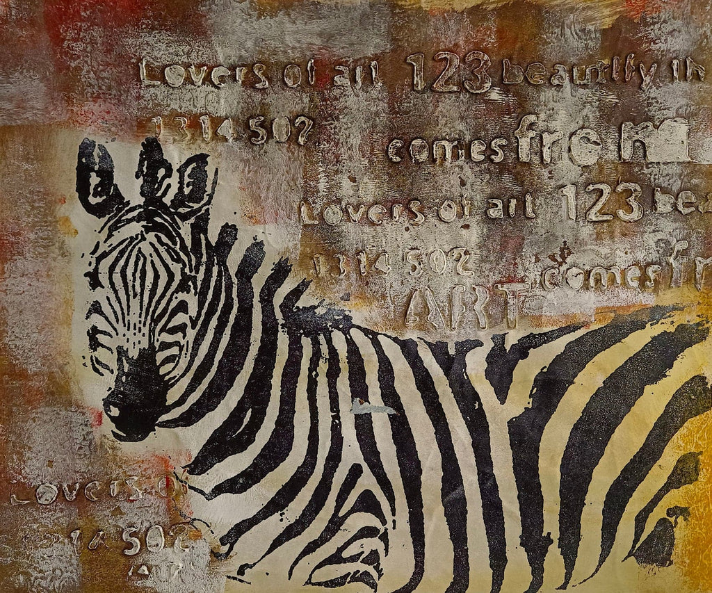 Pine Stretched  Framed 1 Panel - Zebra