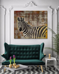 Pine Stretched  Framed 1 Panel - Zebra